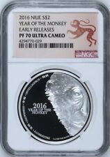 2016 Year Of The Monkey Niue $2 Early Releases UC 1 oz .999 Silver NGC PF70 picture