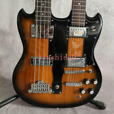 Double Neck 4+6 String Vintage Sunburst SG Electric Bass Guitar Chrome Hardware picture
