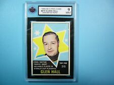 1968/69 O-PEE-CHEE NHL HOCKEY CARD #215 GLENN HALL TROPHY KSA 9 MINT 68/69 OPC picture