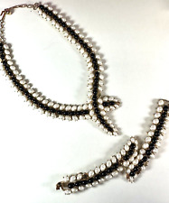 Vintage Necklace Trifari Lot Bracelet Black Simulated Pearl 1960s Rare Matching picture