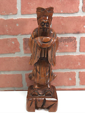 12” Chinese Carved Wood Figure Sculpture Confucius Republic of China Buddha picture