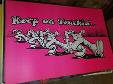 KEEP ON TRUCKIN' VINTAGE 1970's BLACKLIGHT HEADSHOP POSTER -Pink, R CRUMB picture