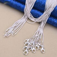  5/10pcs Wholesale 925 Sterling Solid Silver 1mm Snake Chain Necklace For Women picture
