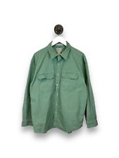Vintage L.L. Bean Double Pocket Long Sleeve Button Up Shirt Size Large Green picture