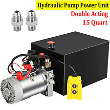 15 Quart Double Acting Hydraulic Pump Dump Trailer 12V DC Unit Pack Power Unit picture