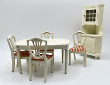 Vintage Lundby Dollhouse Dining Room Set Chairs Corner Curio China Cabinet Rose picture