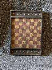 Primitive Decorative Wooden Checkerboard 9” x 6.5” x .75” picture