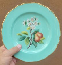 ANTIQUE SPODE COPELAND'S CHINA CABINET PLATE PEAR FRUIT ROBIN EGG BLUE GORGEOUS picture