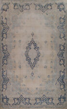 Vintage Muted Beige Kirman Floral Handmade Traditional Room Size Large Rug 10x15 picture