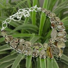Natural Rock Calci Gemstone Chain Adjustable Necklace 925 Sterling Silver picture