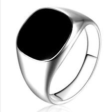 18ct Gold Filled Black Onyx Mens Signet Wedding Band Pinky Ring Size 7-12 picture