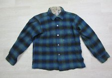 Vintage 1950s ARROW SHADOW PLAID CHEVELLA Worsted Wool & Rayon Flannel Button Up picture