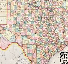 RARE 1909 Texas Map ORIGINAL Oklahoma San Antonio Houston Austin Galveston picture