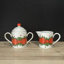 Fitz And Floyd Holly Wreath Creamer And Sugar Pot Vintage picture