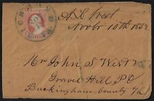 US 1852 3¢ IMPERF 4 MGN TIED NEAT RICHMOND VA IN BLUE TO BUCKINGHAM CTY VA picture