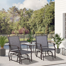 Outdoor Double Patio Rocker Glider Chairs w/Table, Backyard, Garden, Porch Deck picture