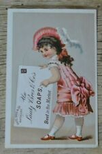 Victorian Trade Card 1880s LAUTZ BROS & Co' Soaps Buffalo NY Child in Pink Dress picture