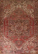 Vintage Geometric Handmade Heriz Traditional Living Room Rug 9x12 Wool Carpet picture