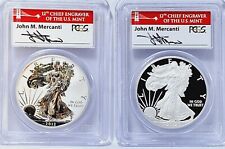 2012-S SILVER EAGLE 🦅 2-COIN SET 🌉 PCGS PR70 REV PROOF & PROOF MERCANTI SIGNED picture