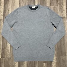 Edun Sweater Men's Medium Gray Extra Fine Merino Wool Crew Neck Stretch Pullover picture