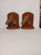 Vintage Syroco Wood Horse Bookends Made In USA Syracuse New York  picture