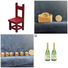 (Lot 4) 1:12 scale dollhouse mini accessories chair beer mug champagnes picture
