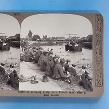 WW1  Seaforth Troops Enjoy Swim French CanalStereoview 3D RP Card C1916 picture