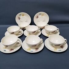Set of 8 Vtg Franciscan Earthenware Autumn Leaves Tea/Coffee Cups & Saucers^ picture