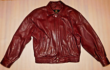 Byrnes Baker Red Brown Auburn Leather Jacket 6 Pockets Unisex S Zip Snap picture