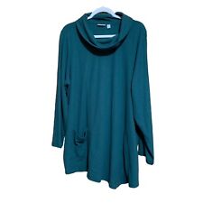 LOGO By Lori Goldstein Lounge Tunic Top Womens 2X Green Cowl Neck Blouse Ladies picture