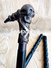 Antique Style Brass Skull Head Handle Wooden Walking Stick Cane Handmade Gift picture