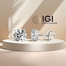 14K Gold Lab Grown Diamond Stud Earrings IGI Certified  0.50 Ct-6.00 Ct E/F VS1 picture