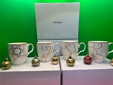 Brand New Noritake GOLDEN WAVE 9316 Set Of 4 Holiday Mugs Gold Trim BOXED/MINT picture