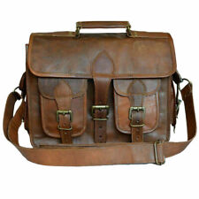 Laptop Bag Men's Genuine Vintage Brown Leather Messenger Shoulder Briefcase picture