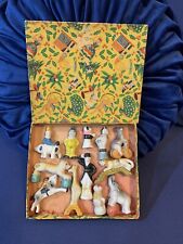 Vintage Bisque Doll Japan Circus Animals Penny Dolls Lot Of 12 Original Box picture