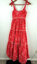 Victor Costa Dress Red White Sun Dress Womens Size XS/Small Maxi Tiered Vintage picture