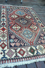 Geometric Yalameh 2.9 x 3.10 Red Wool Tribal Hand-Knotted Oriental Area Rug picture