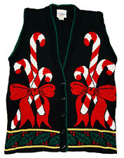 *VINTAGE* J.J. Poole Women's Christmas Candy Cane Acrylic Vest; Made in USA; S picture