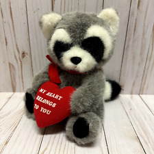 Vintage Russ Raccoon Plush Stuffed Animal Holding My Heart Belongs To You 9 Inch picture