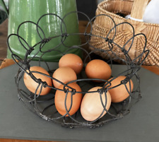Vintage Folding Collapsible Country Farmhouse WIRE EGG BASKET picture