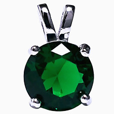 1.25 ct. Genuine Emerald Solitaire Pendant Necklace in Solid Sterling Silver picture