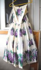 Vintage 1950s Junior House Fabulous Sun Party Dress with Violets Small P5607 picture