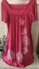 Vintage Alfred Shaheen Pink Hawaiian Floral Muu Muu Dress W/Pockets Made In USA picture