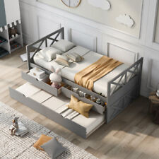 Twin Size Daybed with Trundle and Drawers Wooden Captain’s Bed Bedroom Furniture picture