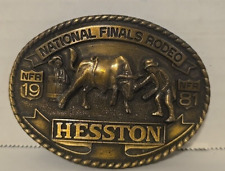 National Finals Rodeo Hesston 1981 Adult Cowboy Buckle Vintage NFR Brass picture