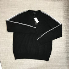 New Magaschoni Sweater Mens Medium Pullover Cashmere Black Gray Stripe New picture