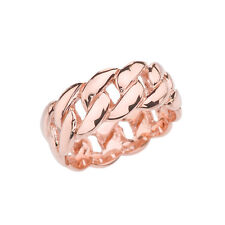 Fine 10k Rose Gold 8 mm Cuban Link Band Unisex Ring picture