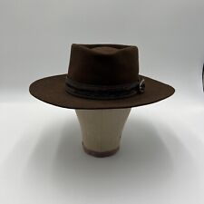 VTG John B. Stetson 4X Beaver USA Made Dark Brown Leather Cowboy Hat 7 1/4 58 cm picture