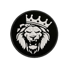 Roaring Lion Patch Embroidered Iron-On Applique for Jacket, King Crown, Animals  picture
