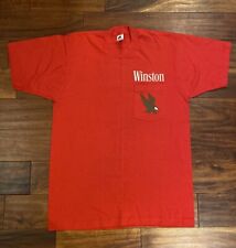 Vintage Winston Cigarette Red Large T-Shirt 90 Eagle Promo Tobacco Pocket NOS picture